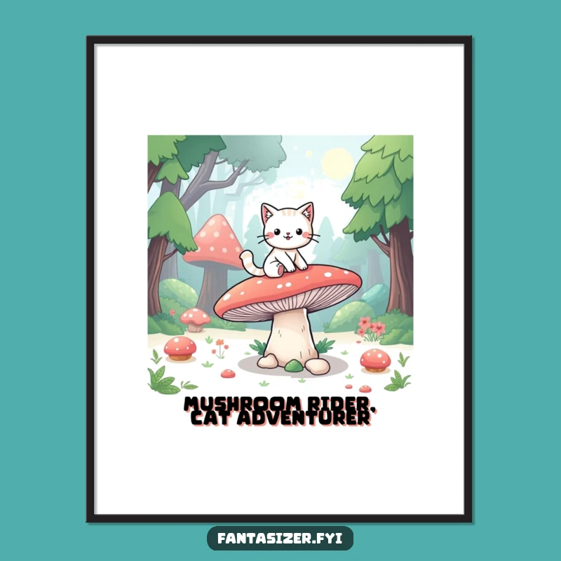 Fantasy Cat Forest Art Free Printable: Funny Downloadable Wall Art, Print at Home Decor