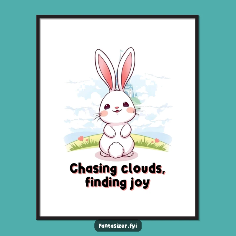 Free Printable Bunny Wall Art: Magical Castle Dreams Downloadable Poster