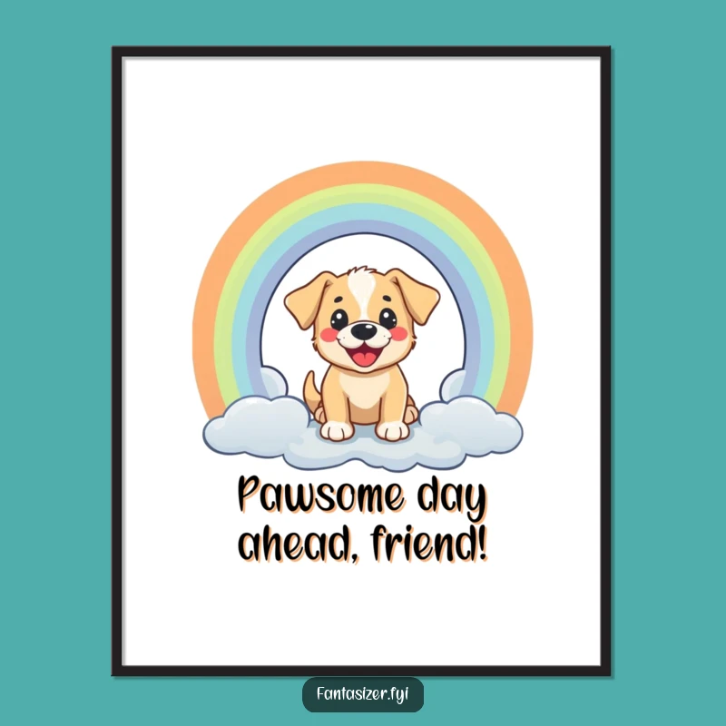 Free Printable Cheerful Puppy Rainbow Portal Wall Art - Funny Downloadable Gift