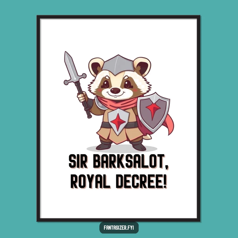 Free Printable Knight Badger Wall Art - Funny Downloadable Poster for Room Decor