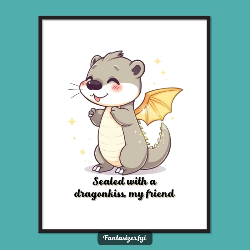 Free Printable Wall Art: Otter Dragon Transformation - Shimmering Downloadable Decor