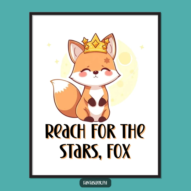 Free Printable Wall Art: Star Crown Fox & Planet, Funny Downloadable Art