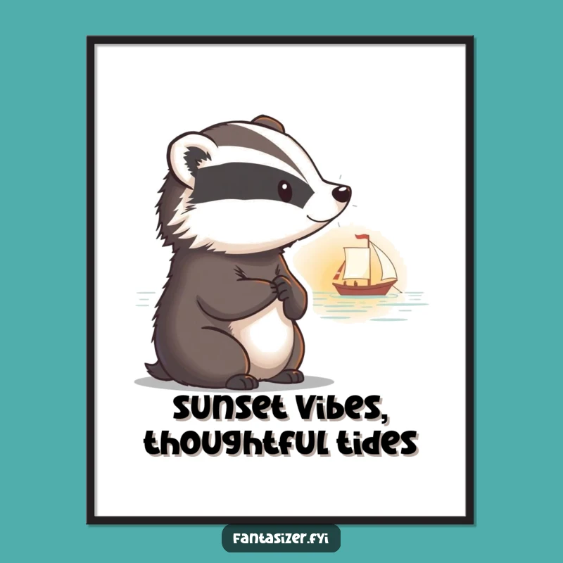 Funny Free Printable Wall Art: Badger Sunset Watcher - Downloadable Decor