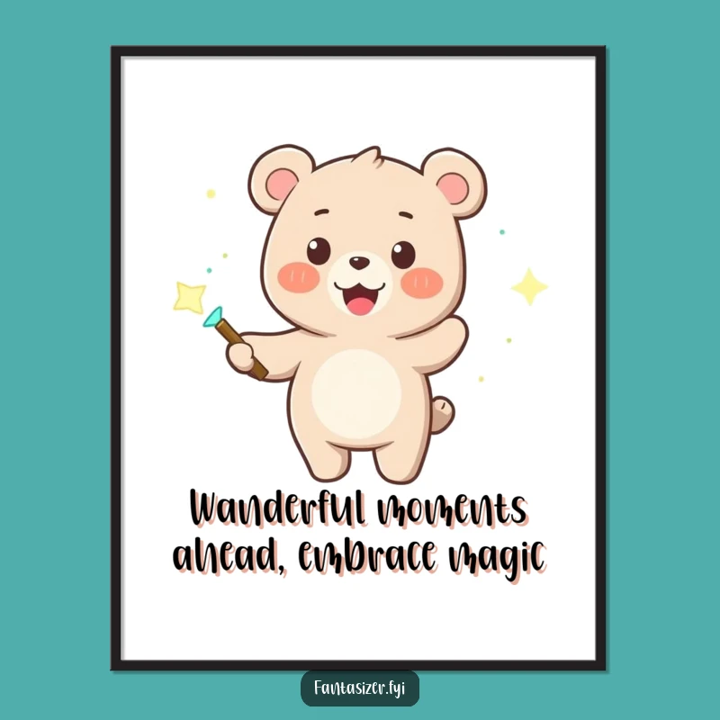 Funny Free Printable Wall Art: Bear's Magic Wand - Whimsical Downloadable Art for Home Decor