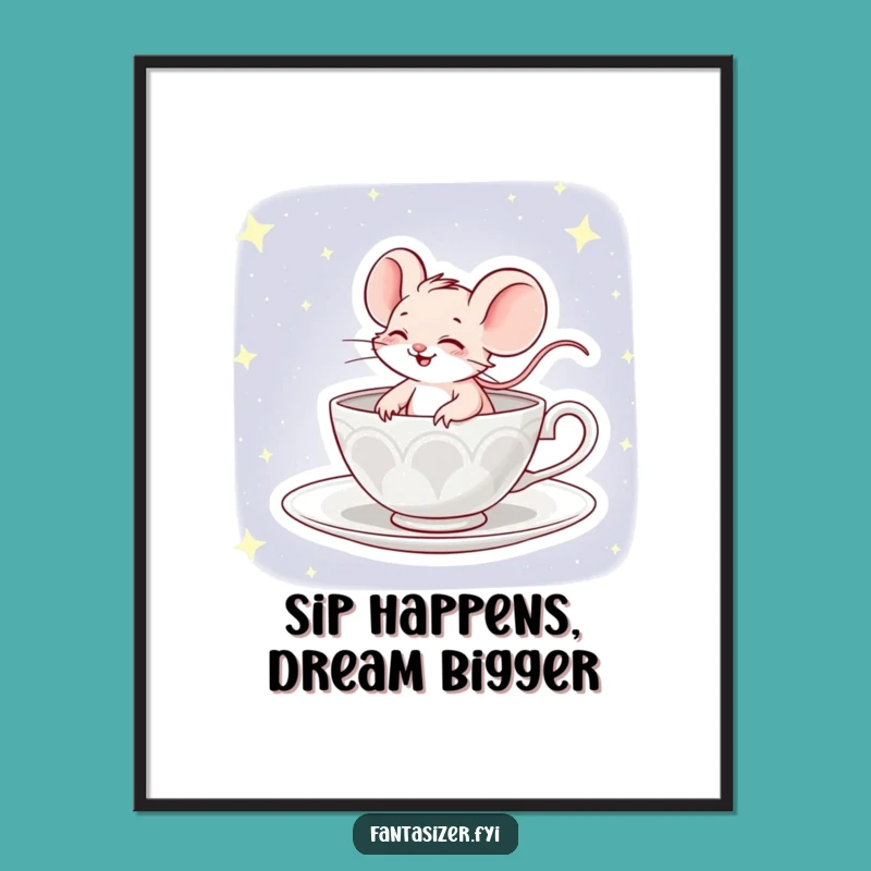 Funny Free Printable Wall Art: Mouse Teacup Star Pilot - Downloadable Decor