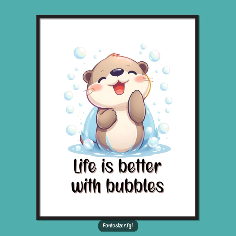 Funny Free Printable Otter Art: Joyful Bubble Play, Whimsical Aquatic Downloadable Decor