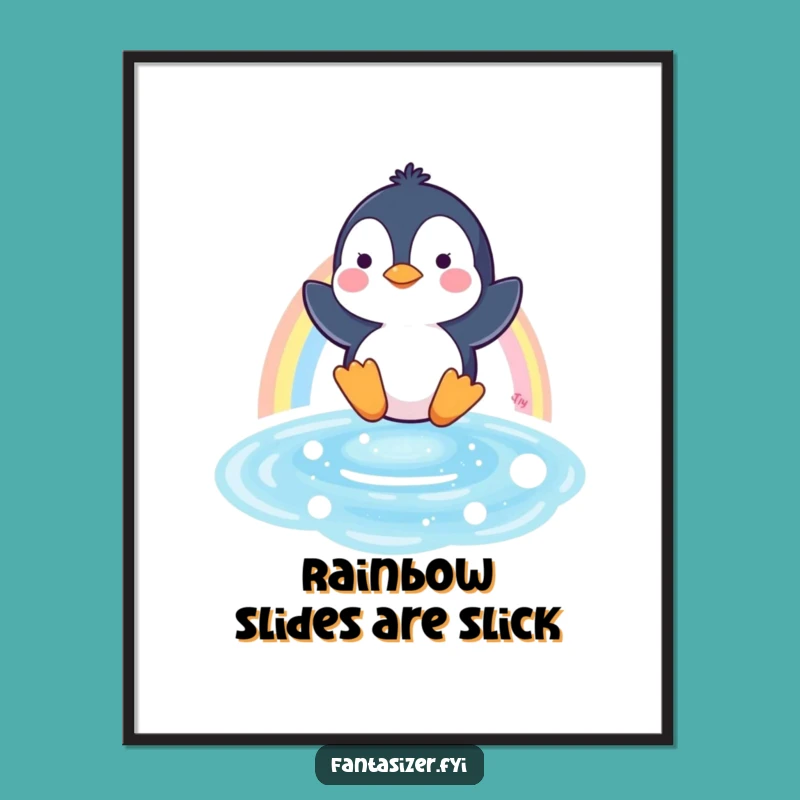Free Printable Penguin Rainbow Art - Funny Downloadable Wall Decor
