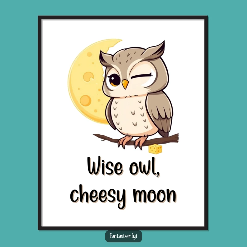 Funny Free Printable Wall Art: Owl Moon Cheese Humor Downloadable Art
