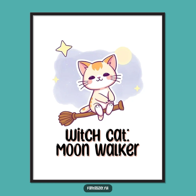 Free Printable Cat Witch Wall Art: Funny Downloadable Decor for a Whimsical Laugh!