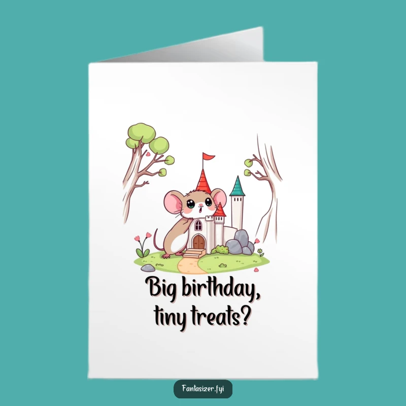 Free Printable Birthday Card: Funny Mouse Castle Surprise Downloadable Gift