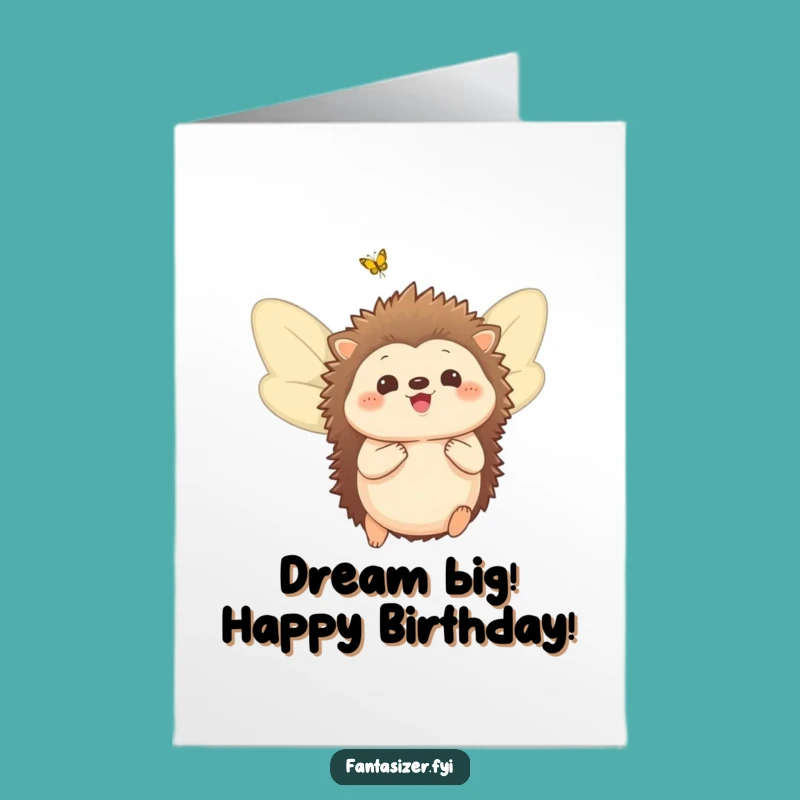 Free Printable Birthday: Hedgehog Flying Dreams - Funny Downloadable Gift!