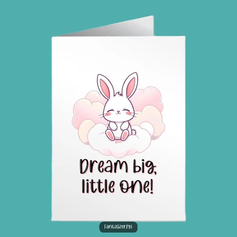 Free Printable Funny Bunny Card: Dreamy Clouds - Downloadable Birthday Gift
