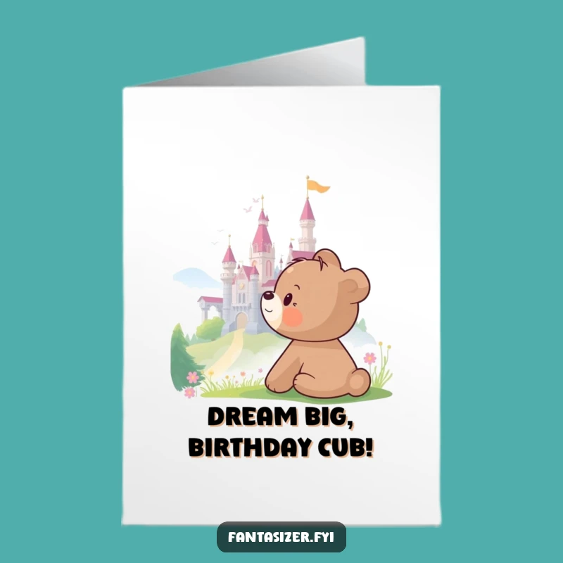 Free Printable Birthday Card: Bear Cub's Dream, Funny Downloadable Gift for Whimsical Wishes