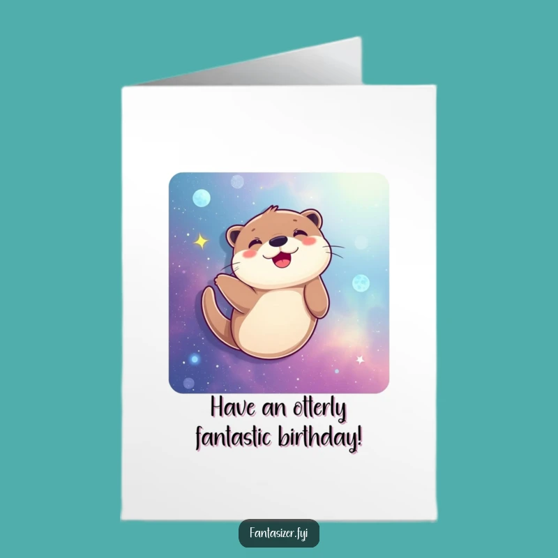 Free Printable Birthday Card: Joyful Otter Galaxy Swim!