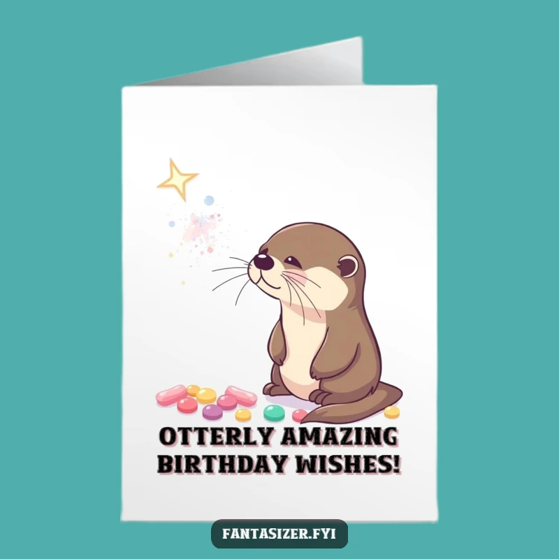 Free Printable Birthday Card: Otter Candy Galaxy Design, Stellar Downloadable Gift