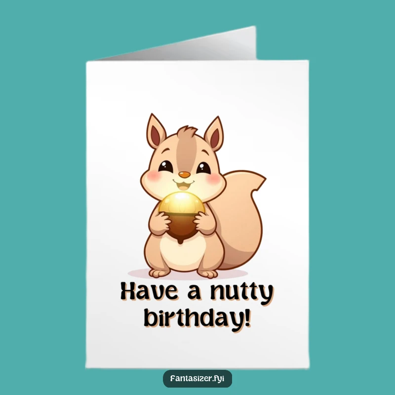 Free Printable Funny Birthday Card: Magical Acorn, Squirrel's Wish, Hilarious Downloadable Gift