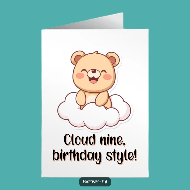 Free Printable Joyful Bear Cloud Card: Funniest Birthday Downloadable Gift