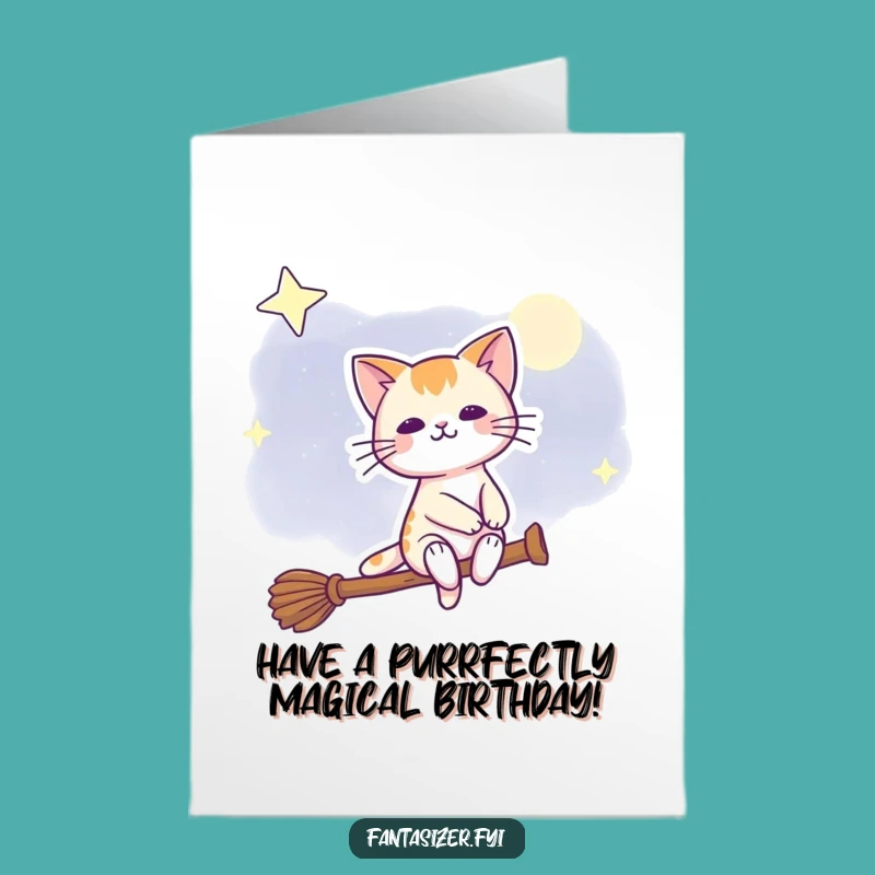 Free Printable Cat Witch Birthday Card: Funny Downloadable Gift for Magical Wishes!