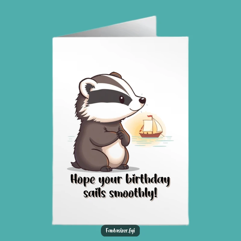 Free Printable Birthday Card: Thoughtful Badger Sunset - Wistful Downloadable Gift