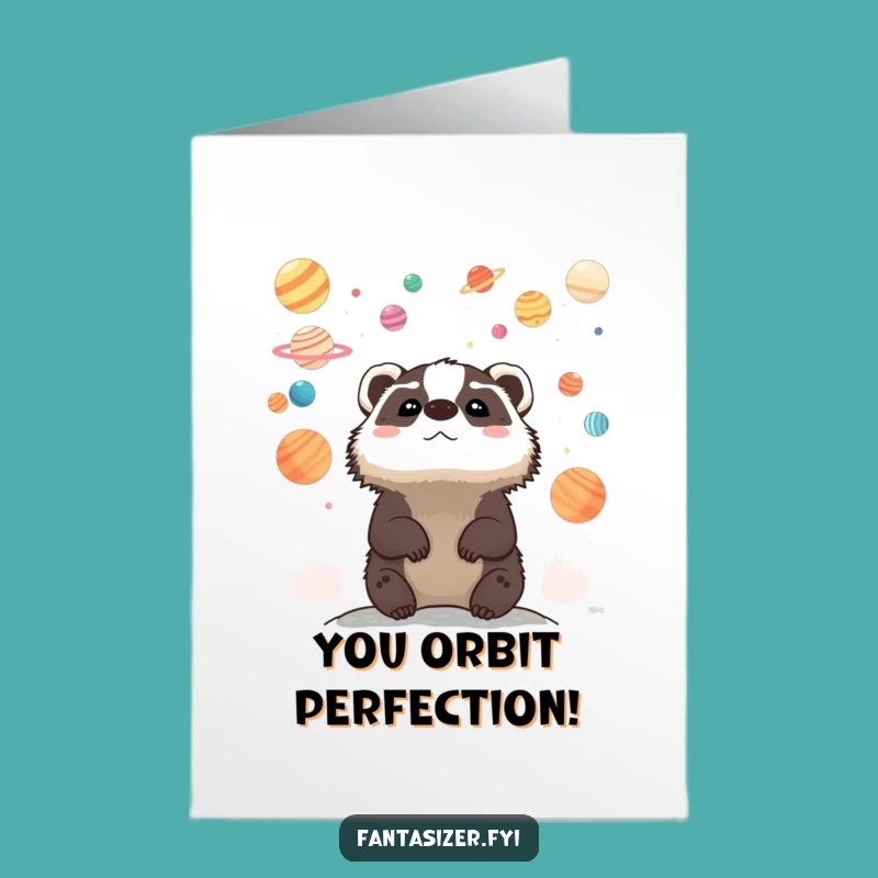 Celestial Badger Congrats Card Free Printable: Stellar Wishes, Downloadable, Print at Home