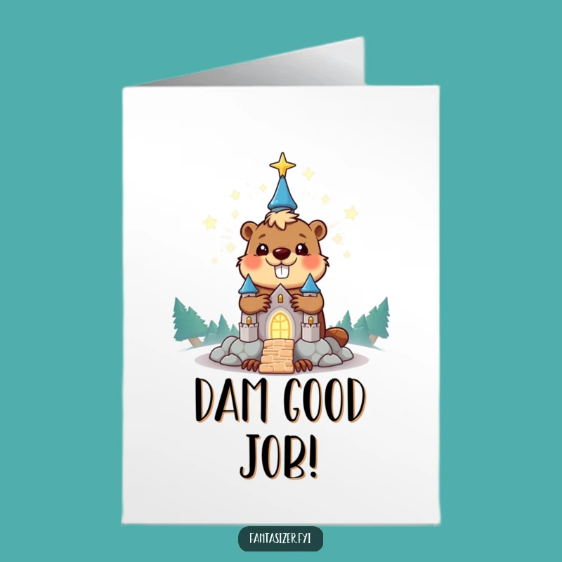 Free Printable Congrats Card: Beaver Builds Star Castle, Downloadable Gift