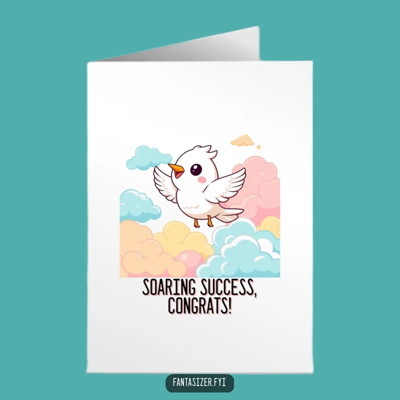 Free Printable Congrats Card: Joyful Bird Clouds, Hilarious Downloadable Accomplishment Gift