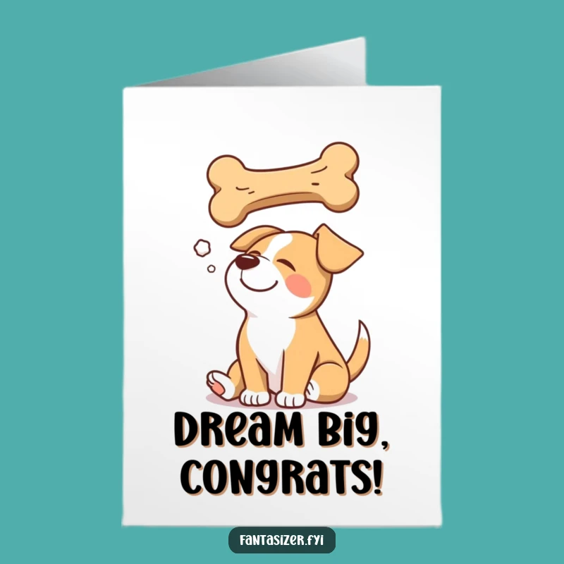 Free Printable Dog Congratulations Card: Dreamy Bone Lover Downloadable for Wins