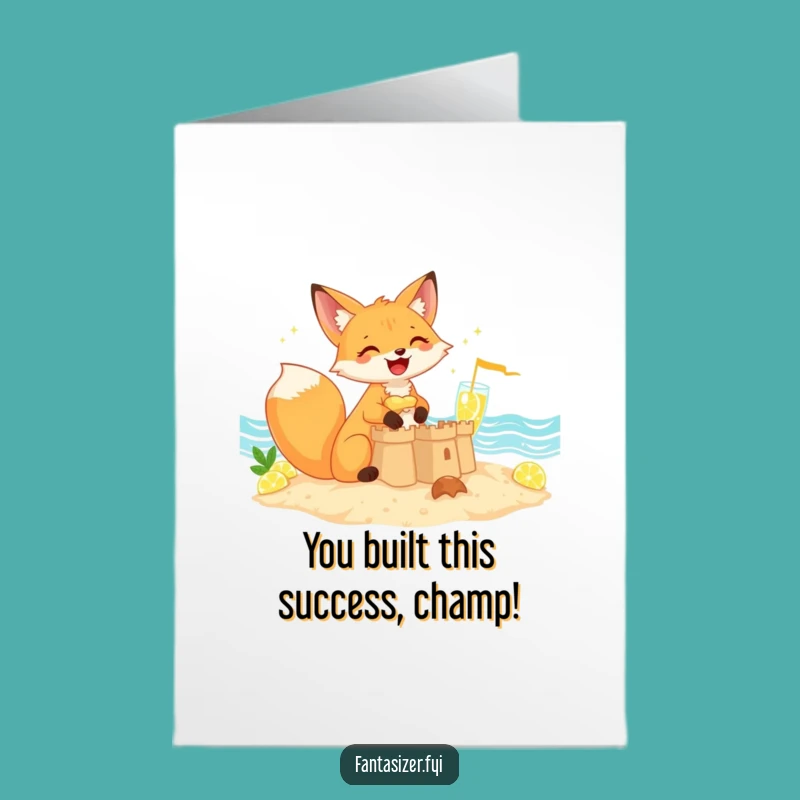 Free Printable Fox Sandcastle Congrats Card - Hilarious Downloadable Greeting