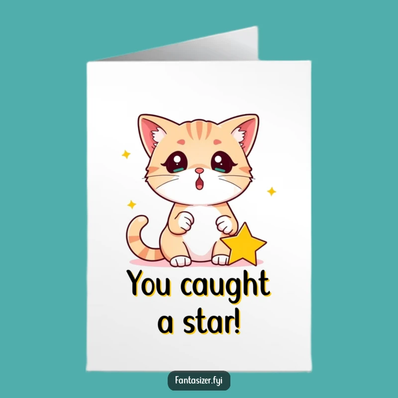 Free Printable Surprised Cat Congratulations Card: Fallen Star for a Joyful Downloadable Gift
