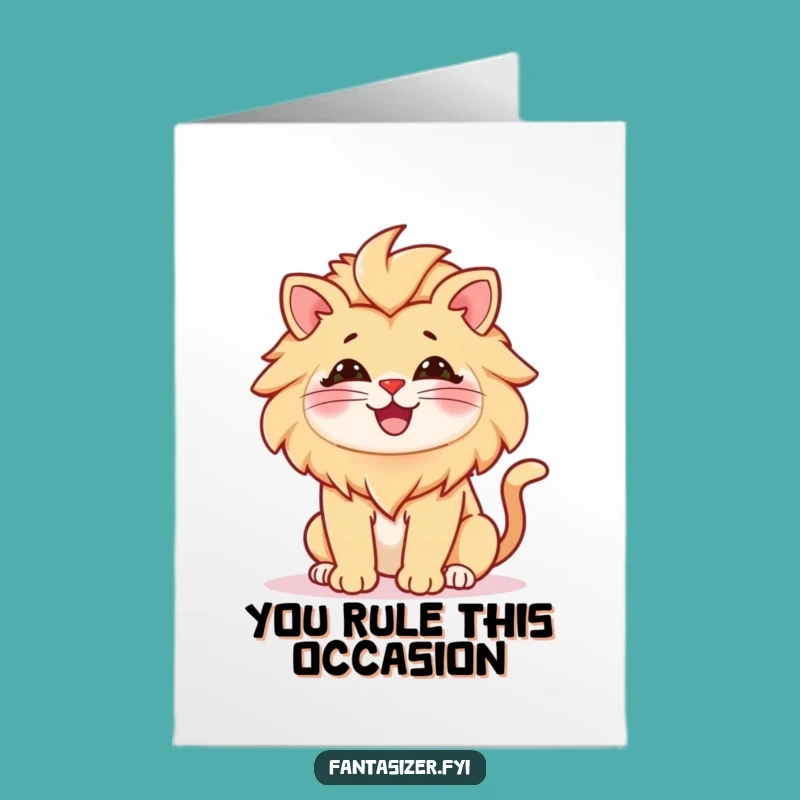 Free Printable Congrats Card: Majestic Cat Lion - Funny Downloadable Celebration