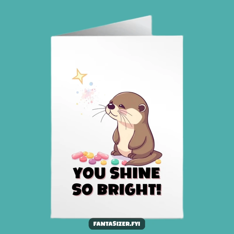 Free Printable Congrats Card: Otter Candy Galaxy Design, Sparkling Downloadable