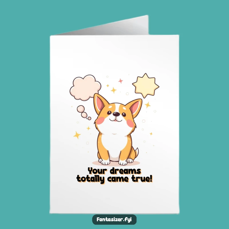 Free Printable Corgi Congrats Card: Funny Dreamy Dog Downloadable Congratulations