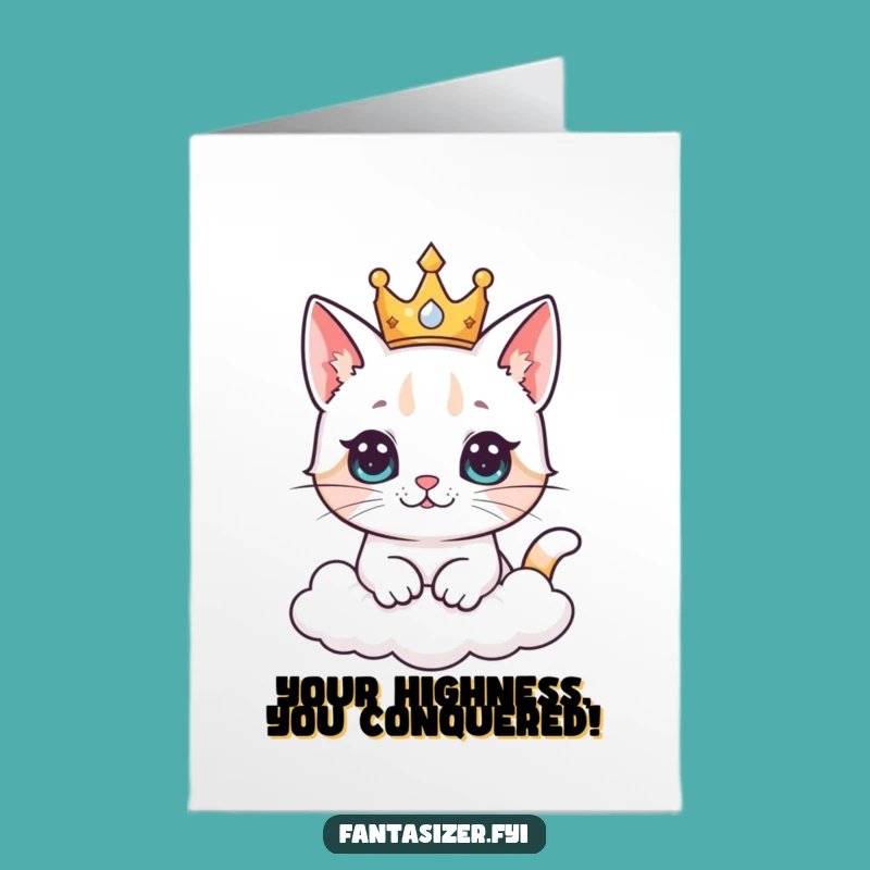 Free Printable Congrats Card: Cloud Kingdom Cat Ruler - Downloadable Crown Gift