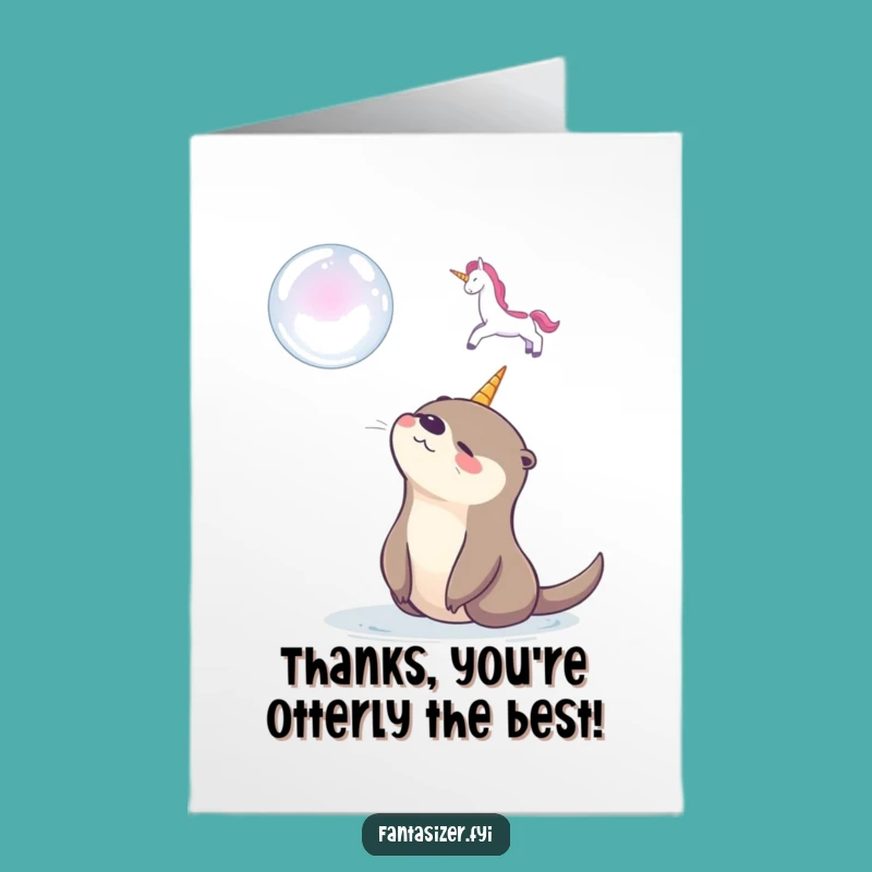 Free Printable Thank You Card: Otter's Bubble Unicorn Appreciation Downloadable Gift