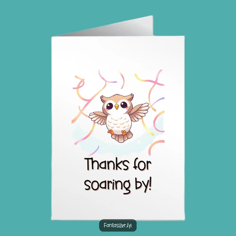 Free Printable Thank You Card: Owl in Ribbons - Funny Downloadable Gift!
