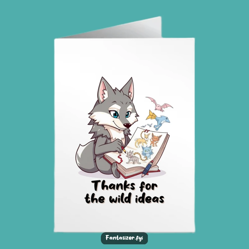 Free Printable Thank You Card: Wolf's Artistic Thanks, Downloadable Creative Gift