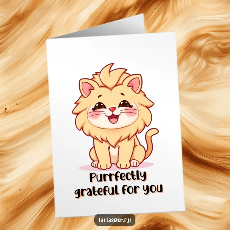 Funny Free Printable Thank You Card: Cat imagining itself as a lion, looking majestically grateful.