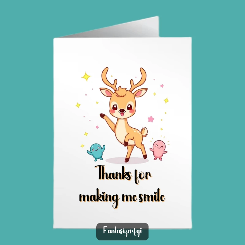 Free Printable Thank You Card: Whimsical Deer Dancing Sparkle Downloadable Gift