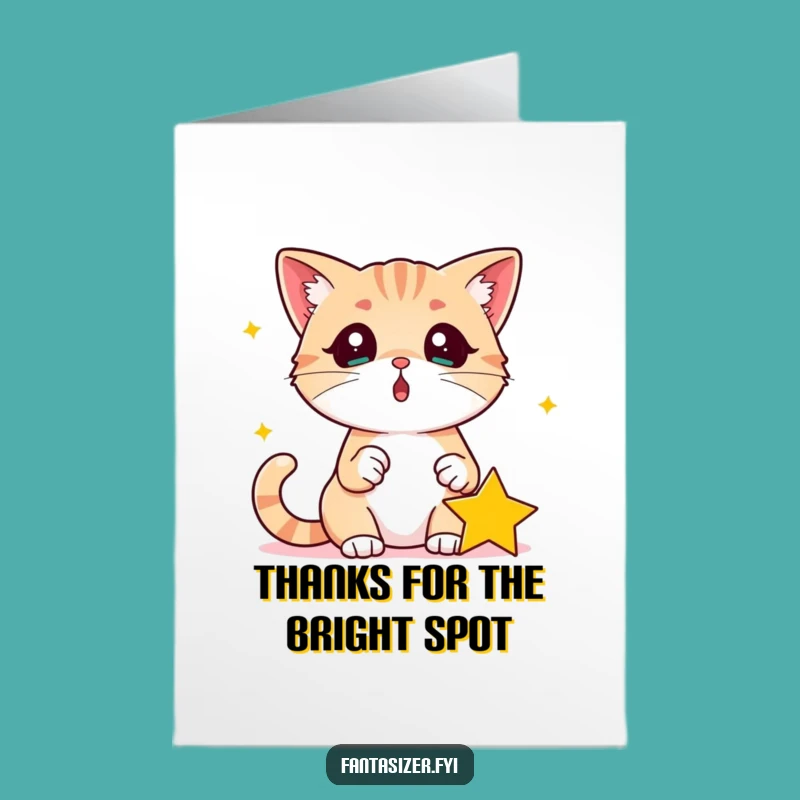 Free Printable Surprised Cat Thank You Card: Starry Gift for a Grateful Downloadable