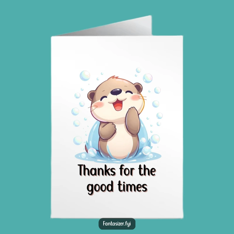 Free Printable Thank You Card: Joyful Otter's Bubble Thanks, Downloadable Aquatic Gift