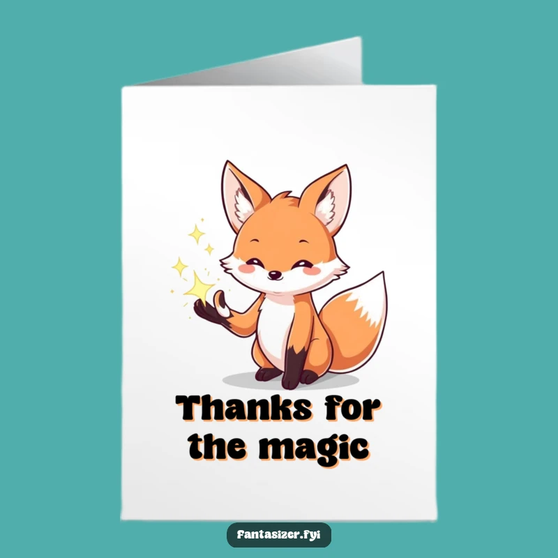 Thank You Fox Card Free Printable: Magical Thanks, Downloadable, Print at Home Gift