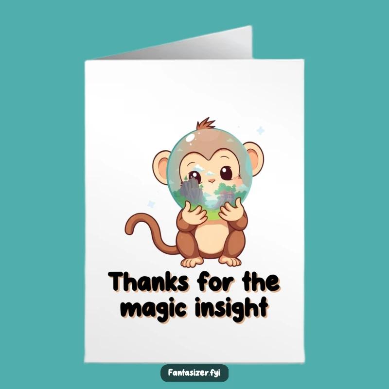 Free Printable Monkey Crystal Ball Thank You Card: Humorous Downloadable Gift