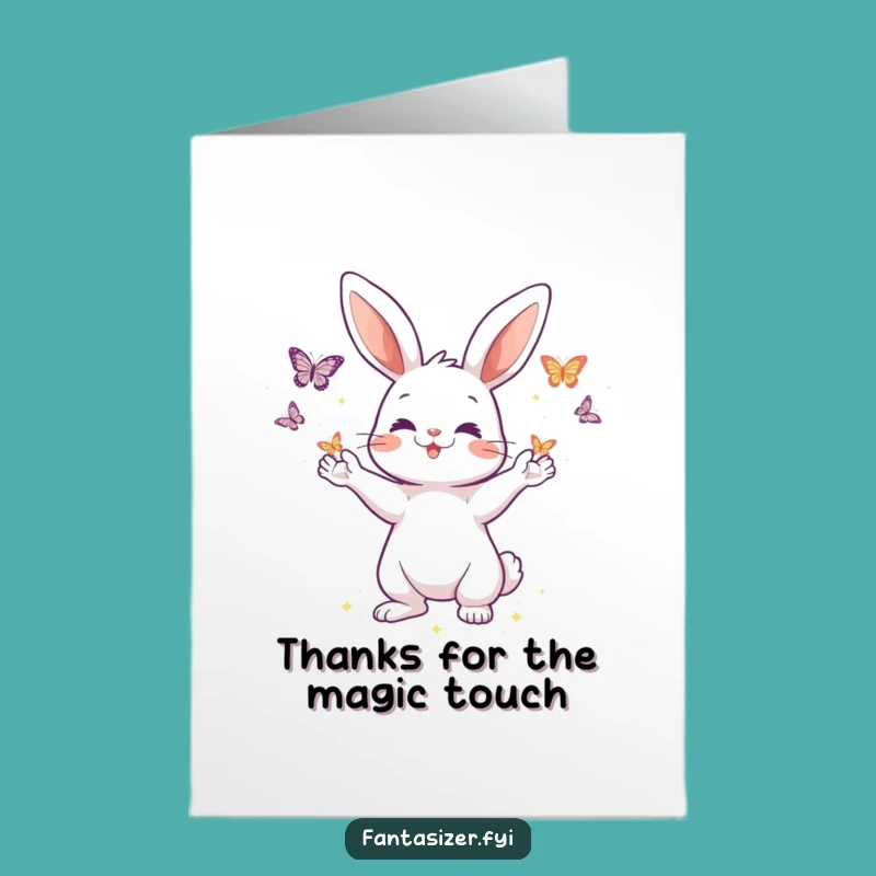Free Printable Thank You Card: Rabbit Conjures Butterflies, Humorous Downloadable Gift