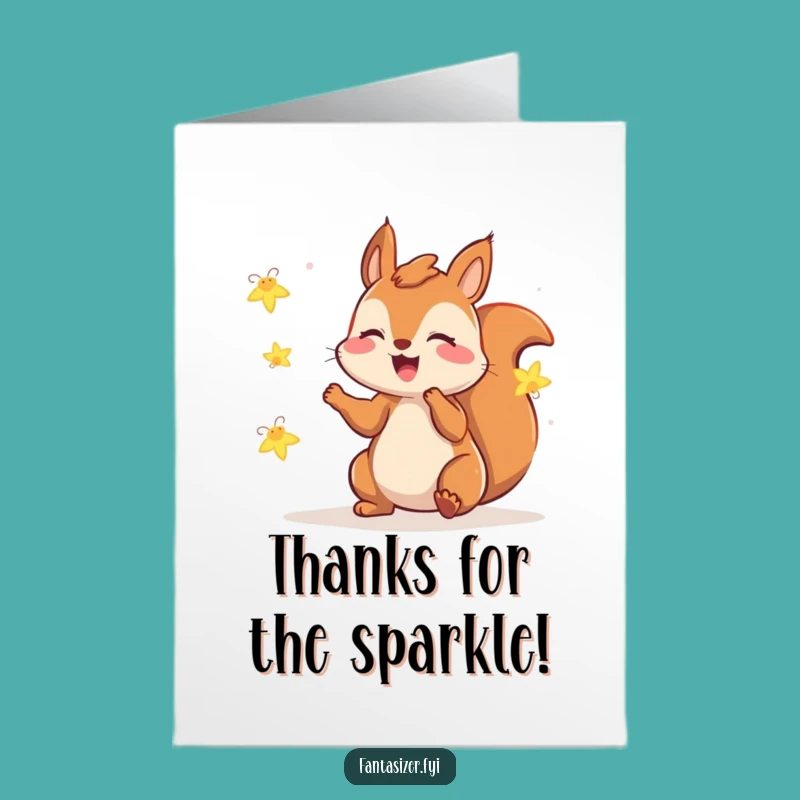 Free Printable Thank You Card: Squirrel & Fireflies, Funny Downloadable Appreciation Gift
