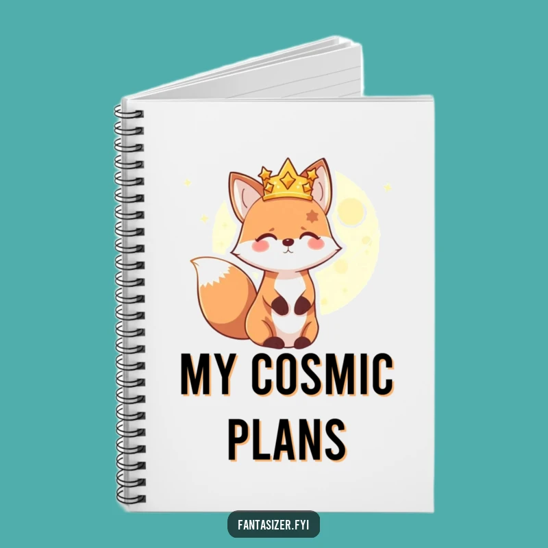 Funny Fox Cosmic Journal: Lined Notebook for Star Gazers, Featuring a Crowned Fox, Perfect Gift