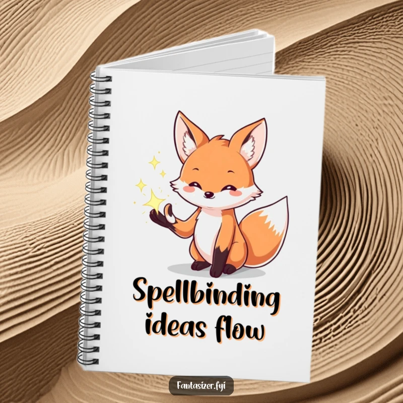 Funny notebook featuring a creative fox conjuring sparkling magical effects from its paws, perfect for capturing magical thoughts.