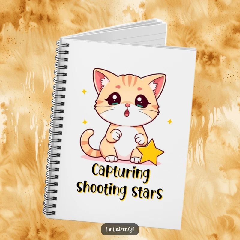 Funny Surprised Cat Notebook: Surprised cat looks at a fallen star in its paw, perfect for journaling and as a funny gift.