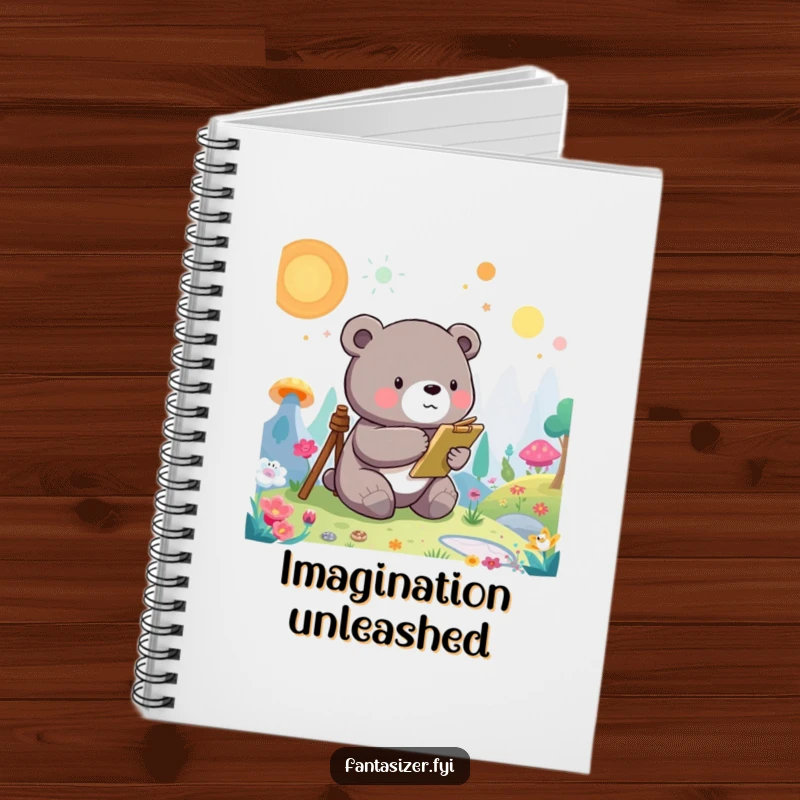 Funny Bear Notebook: A whimsical bear paints a vibrant, otherworldly landscape, perfect for jotting down creative ideas.