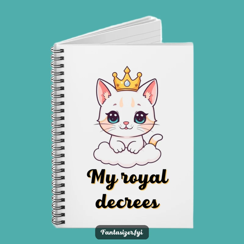 Funny Cat King Notebook: Cloud Kingdom Dreams Journal, Royal Feline Notes Gift