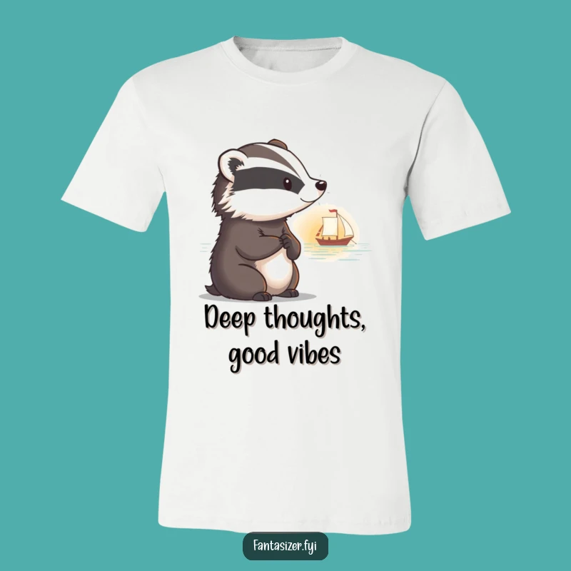Funny Badger Serenity T-Shirt: Thoughtful Sunset Dream Tee!